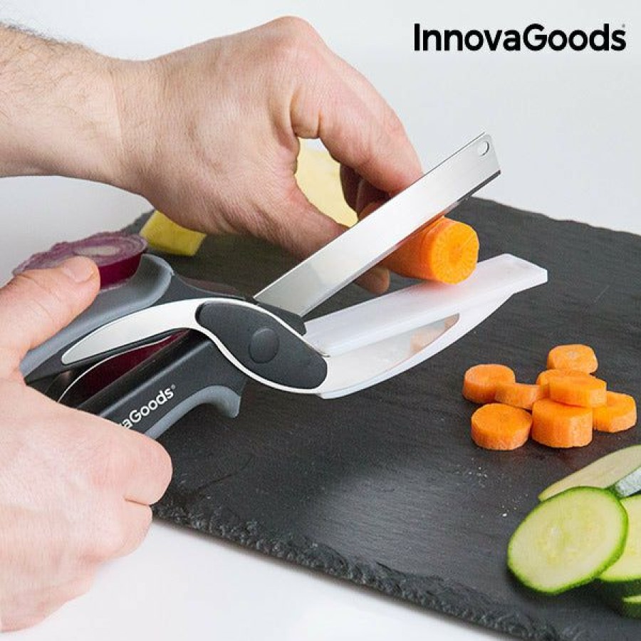 Keuken InnovaGoods | Mes-Schaar Met Ingebouwde Minisnijplank Scible Innovagoods