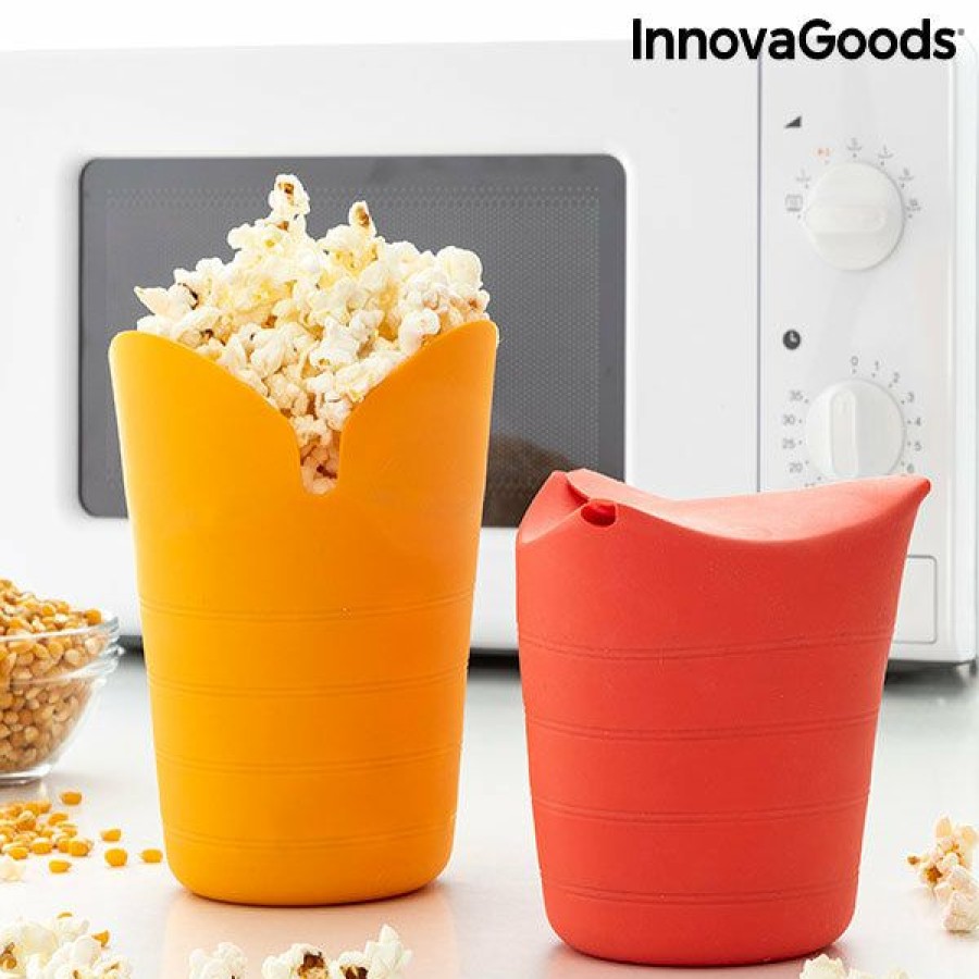 Keuken InnovaGoods | Inklapbare Siliconen Popcornpoppers Popbox Innovagoods (Set Van 2)