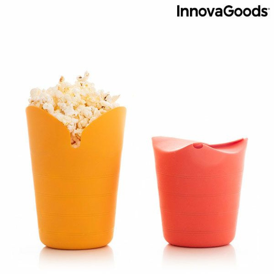 Keuken InnovaGoods | Inklapbare Siliconen Popcornpoppers Popbox Innovagoods (Set Van 2)