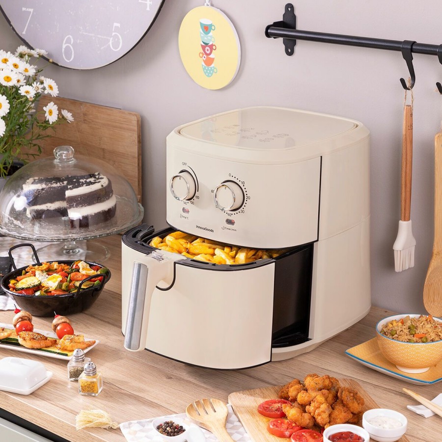 Keuken InnovaGoods | Friteuse Zonder Olie Innovagoods Vynner Pro 5500 Roestvrij Staal Creme 1700 W 5,5 L