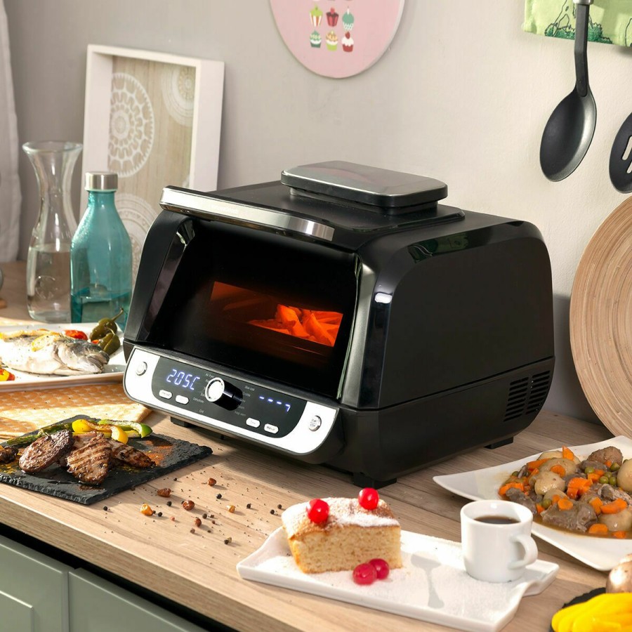 Keuken InnovaGoods | Vetvrije Friteuse Met Grill, Accessoires En Receptenboek Innovagoods Air Fryer Fryinn 12-In-1 6000 Zwart Staal 6 L 3400 W