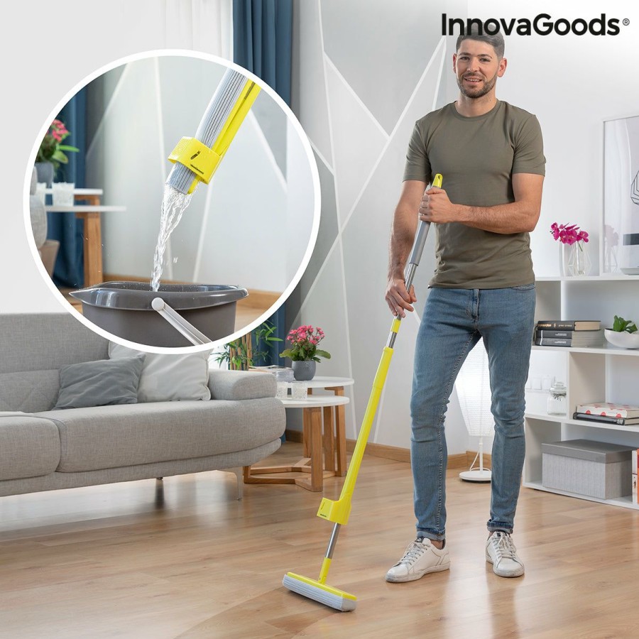 Huishouden InnovaGoods | 2-In-1 Zelfuitwringende Mop Met Spons Wringop Innovagoods