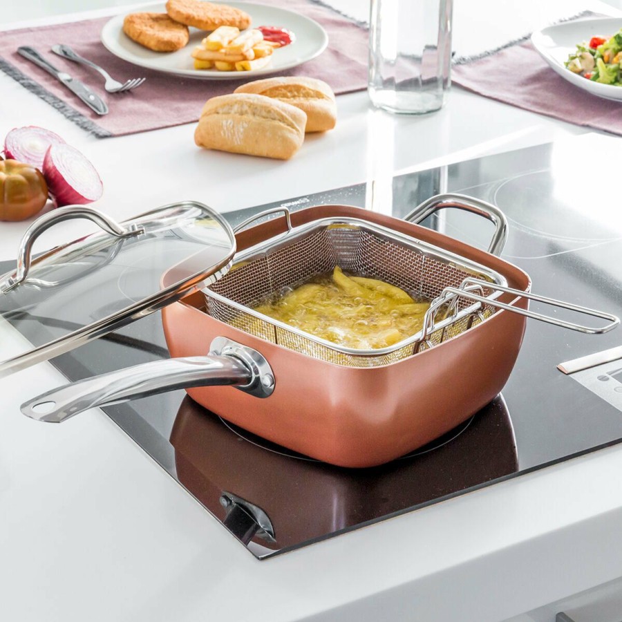 Keuken InnovaGoods | Copper 5 In 1 Multifunctionele Keramische Pannenset Coppans Innovagoods 4 Onderdelen