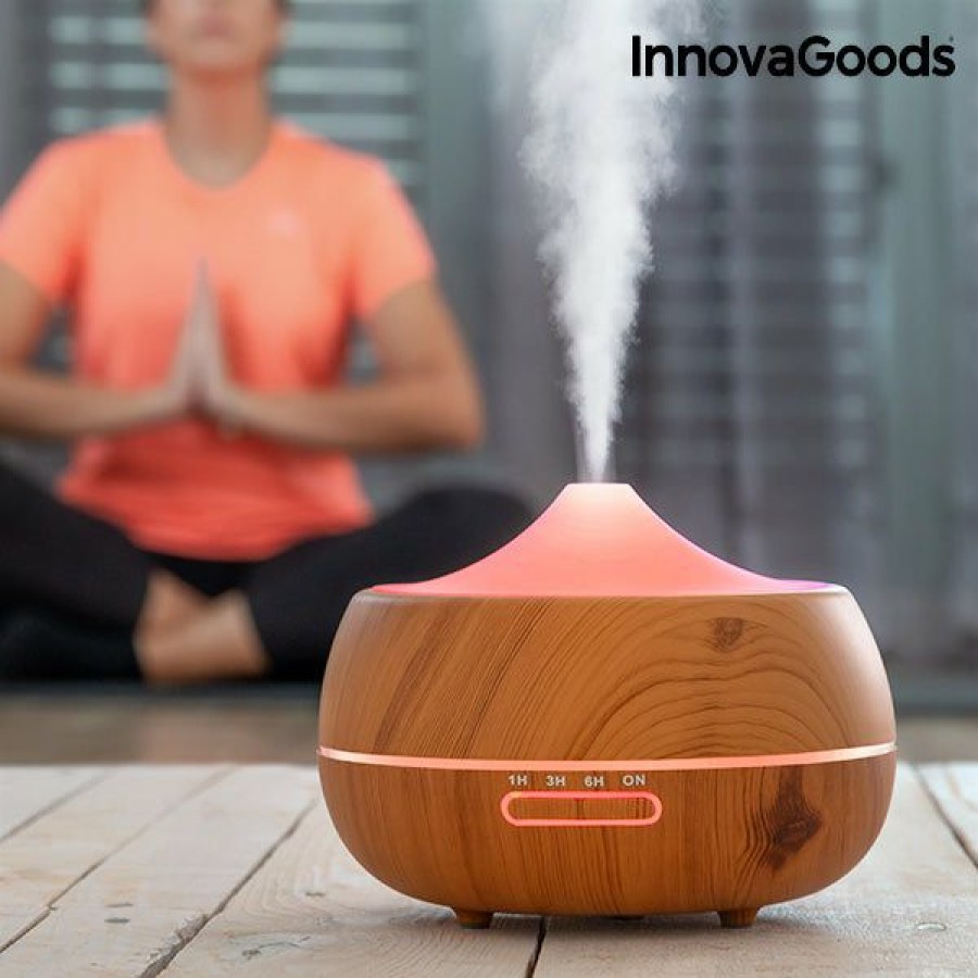 Huishouden InnovaGoods | Innovagoods Wooden-Effect Luchtbevochtiger Met Aromatherapie