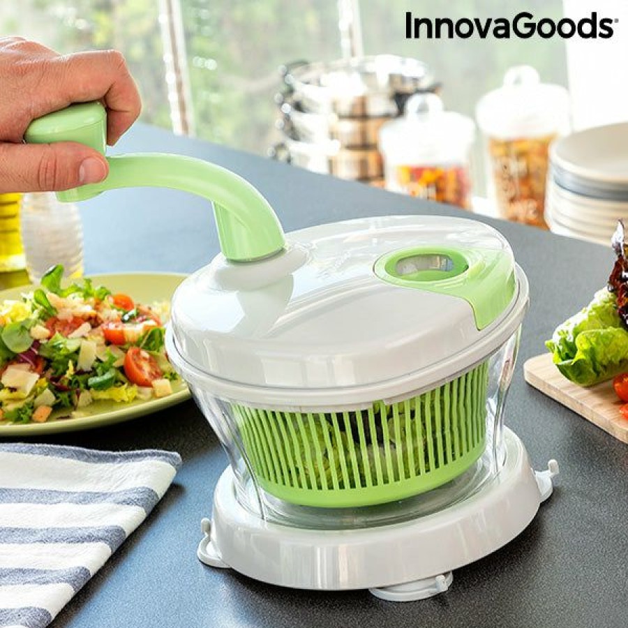 Keuken InnovaGoods | 4-In-1 Handmatige Saladecentrifuge, Hakmes En Mixer Met Accessoires En Recepten Chopix Innovagoods