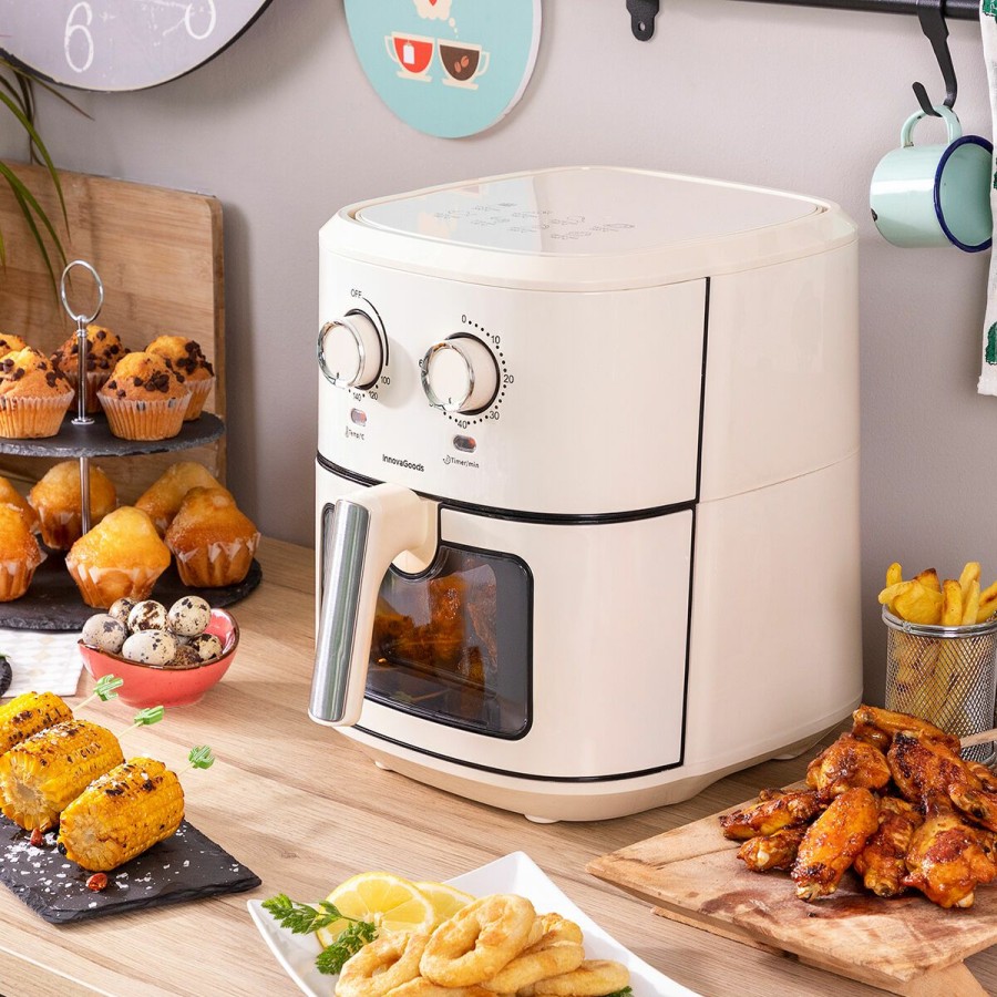 Keuken InnovaGoods | Friteuse Zonder Olie Innovagoods Vynner Pro 6500 Roestvrij Staal Creme 1700 W 6,5 L