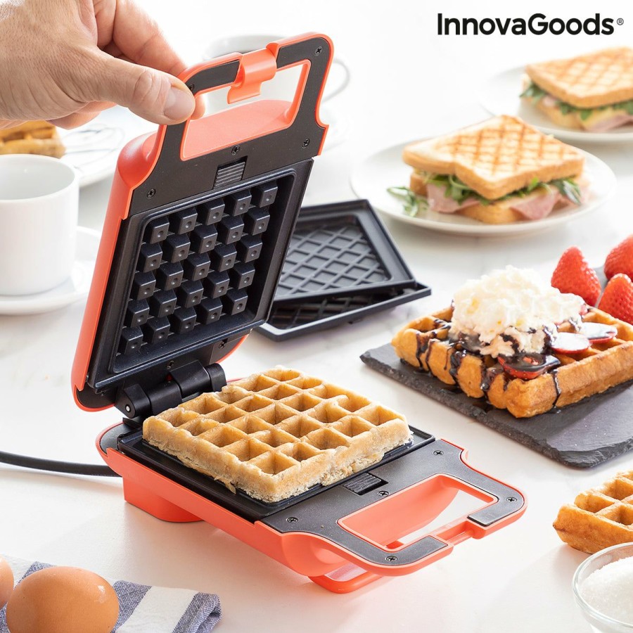 Keuken InnovaGoods | 2-In-1 Wafel- En Sandwichmaker Met Recepten Wafflicher Innovagoods