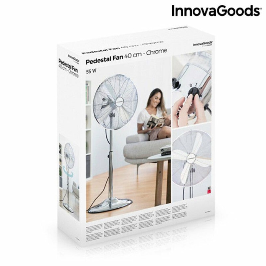 Huishouden InnovaGoods | Staande Ventilator Chrome Retro Innovagoods O 40 Cm 55W