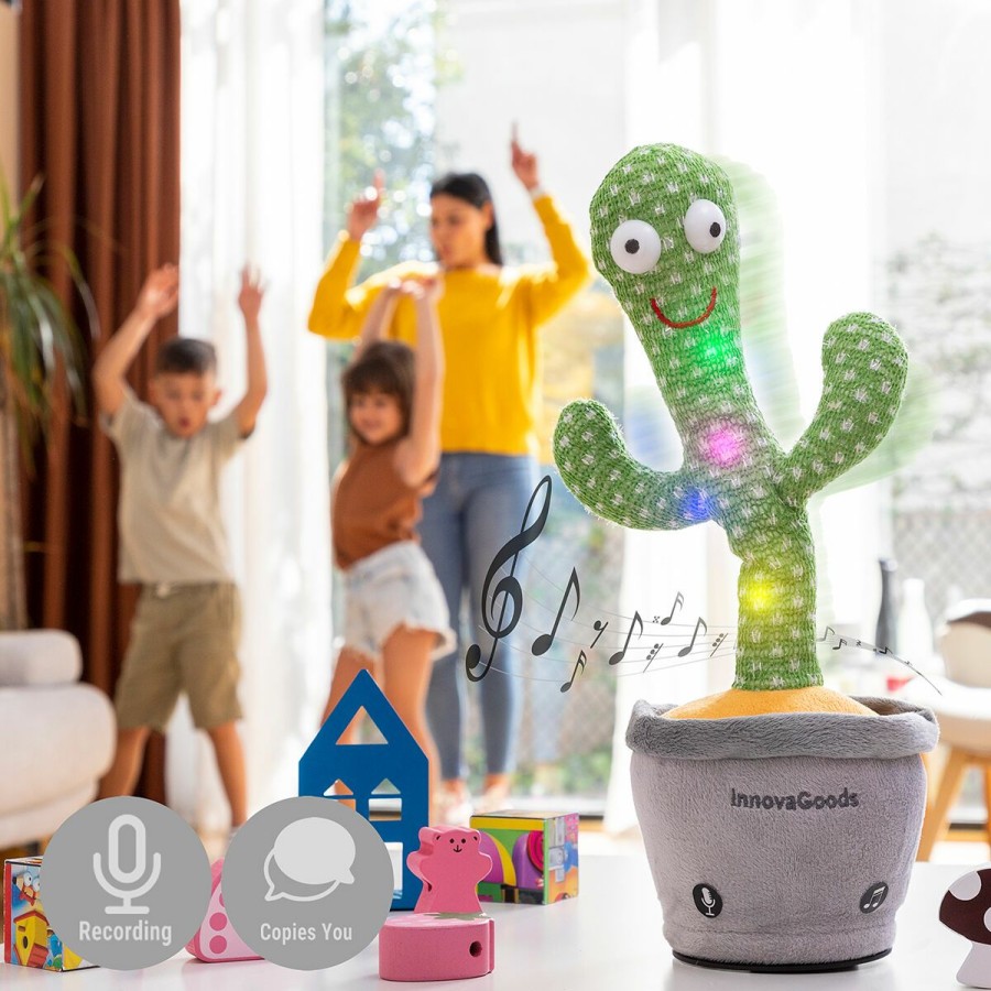 Gadget InnovaGoods | Dansende Pratende Pluchen Cactus Met Muziek En Veelkleurige Ledlampjes Pinxi Innovagoods