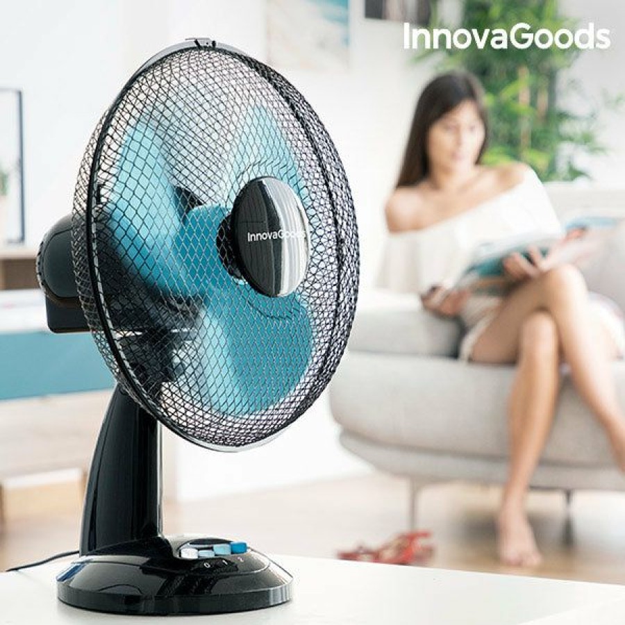 Huishouden InnovaGoods | Tafelventilator Innovagoods O 30 Cm 35W Zwart Blauw